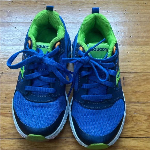 Saucony Kids Vibrant Blue and Neon Green Sneakers - Picture 1 of 6